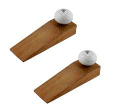 2 Pieces White Crackle Ceramic Wooden Door Stopper